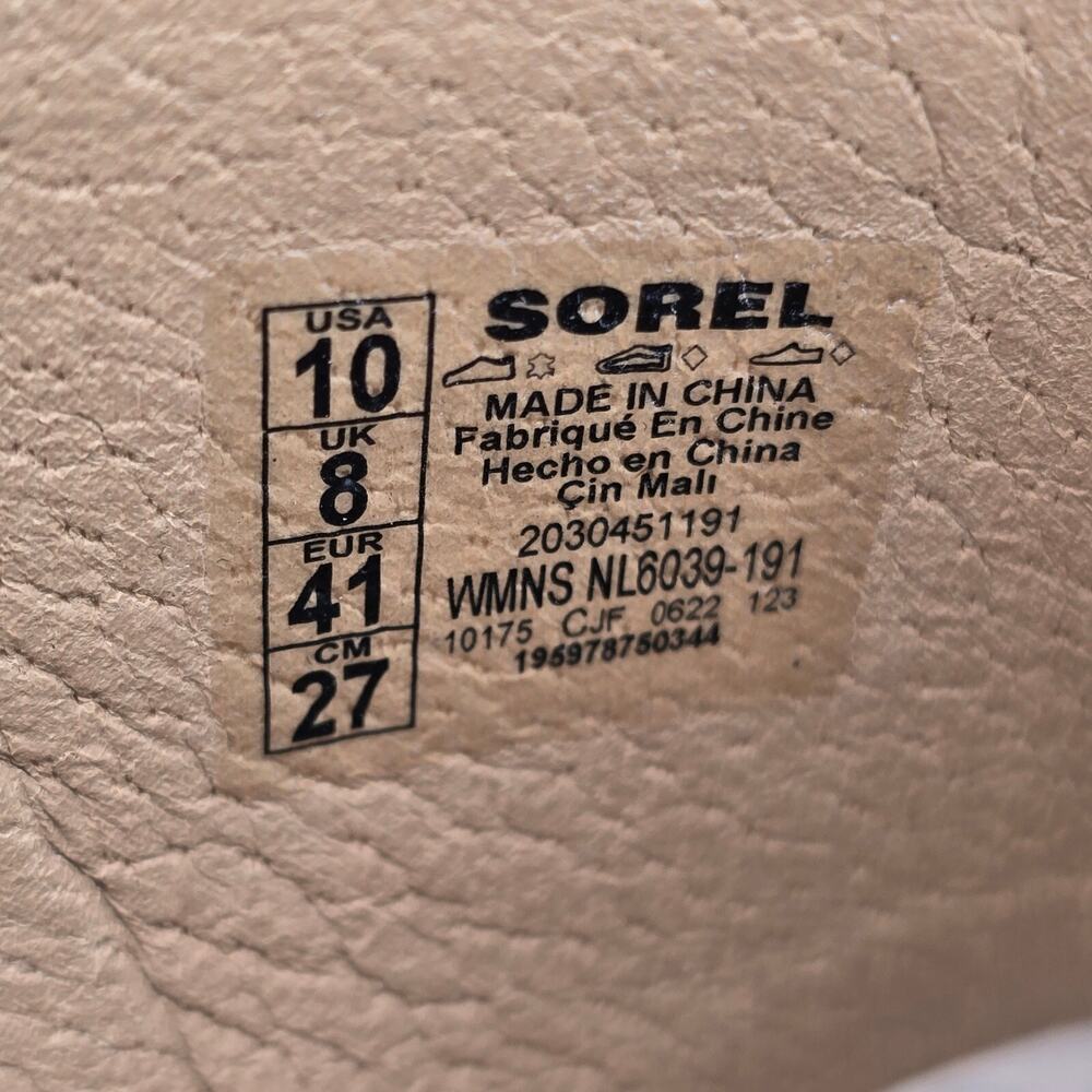 Sorel Cameron Sandals Womens 10 Chalk Beige Slip On Leather Wedge Platform Slide - Picture 8 of 8
